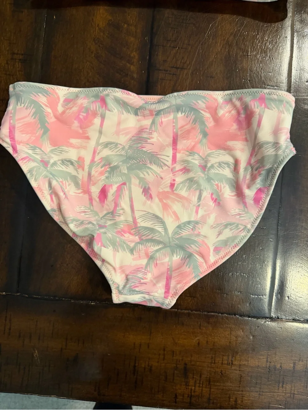 Abercrombie Girls Pink & Mint Palm Print Reversible Bikini Set size 9/10